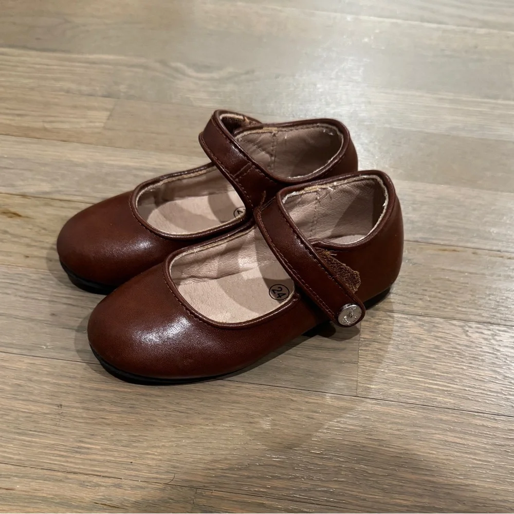 Zeebra Kids Brown Mary Jane Shoes Sz 24 | Classic Boho Neutral Girls Flats